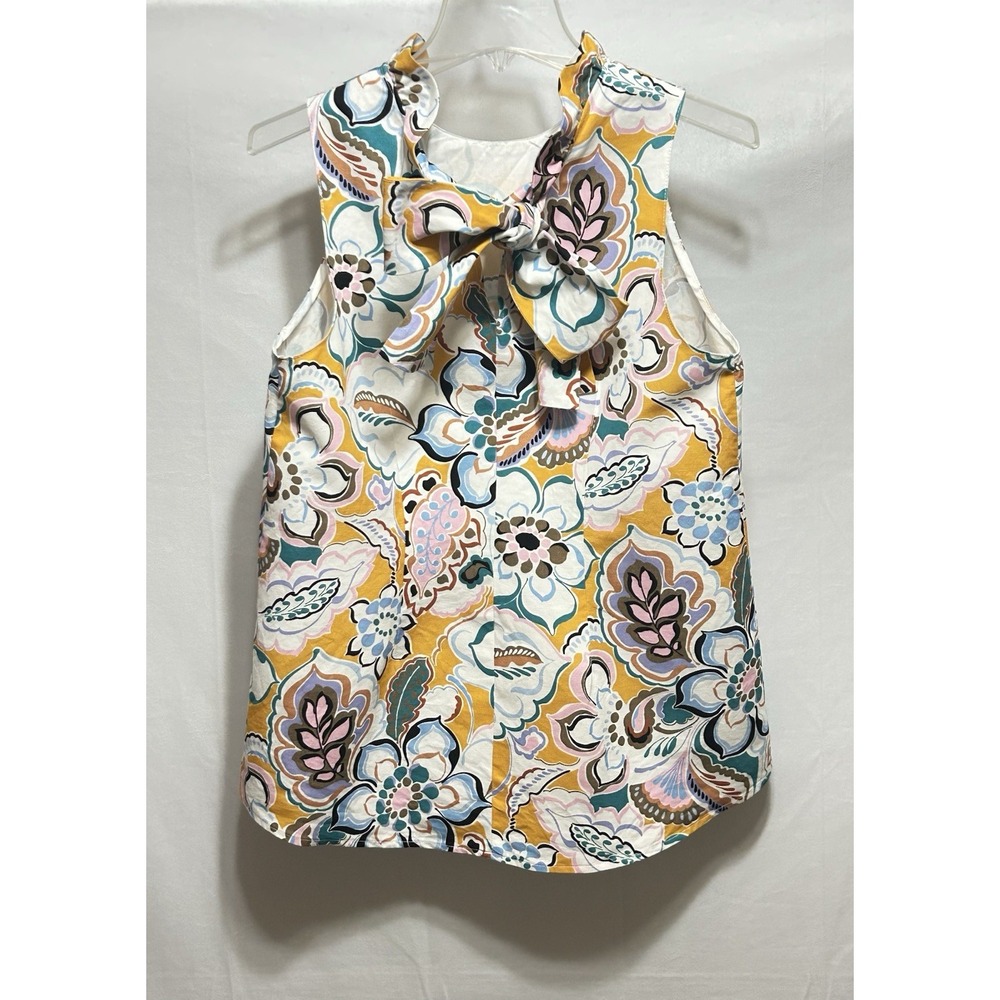 Tyler Boe Womens Medium Stella Mecho Floral Ruffle Neck Back Bow Floral Tank Top - Picture 11 of 16